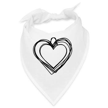 Lebkuchenherz handgezeichnet - Bandana - Weiß - Vorne