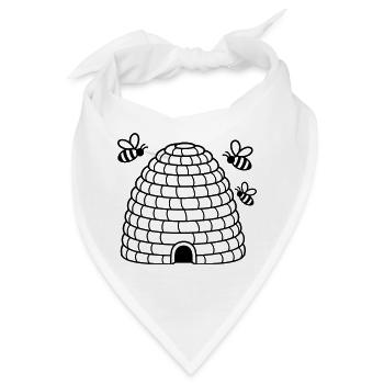 Bienenkorb mit Bienen – Imker Honig - Bandana - Weiß - Vorne