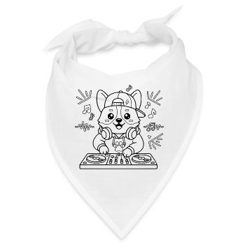 Niedliche Corgi-DJ-Musik-Gliederung Lustiges Hundeliebhaber-Geschenk - Bandana - Weiß - Vorne