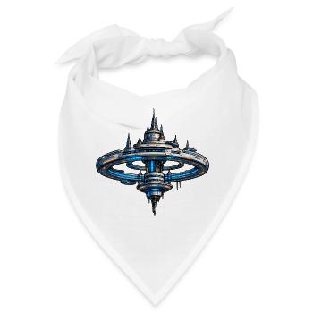 Neonring Raumstation SciFi Kunst - Bandana - Weiß - Vorne