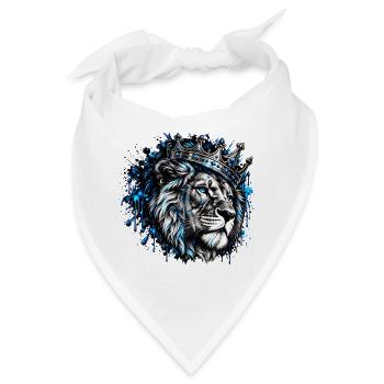 Blauer Löwenkönig Kronenporträt - Bandana - Weiß - Vorne