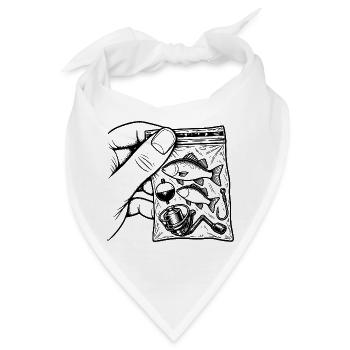 Fischersucht – Fischfisch-Angelausrüstungsbeutel - Bandana - Weiß - Vorne