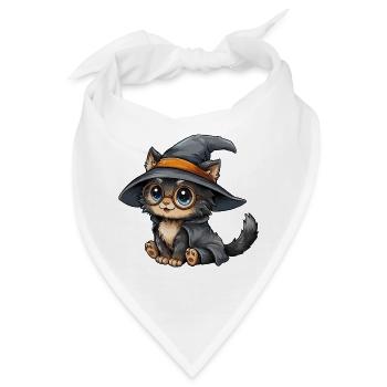 Katzenzauberer mit Brille - Bandana - Weiß - Vorne
