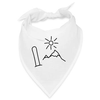Snowboard Design mit Bergen und Sonne - Bandana - Weiß - Vorne