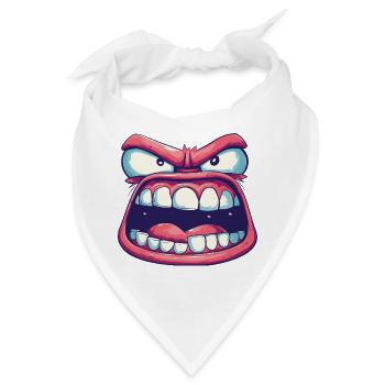 Rosa Gesicht mit seltsamem Blick und wütendem offenem Mund - Bandana - Weiß - Vorne
