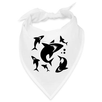 Hai - Haifischflosse - Bandana - Weiß - Vorne