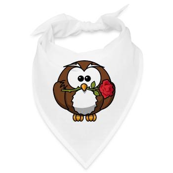 kleiner Uhu mit Rose - Bandana - Weiß - Vorne