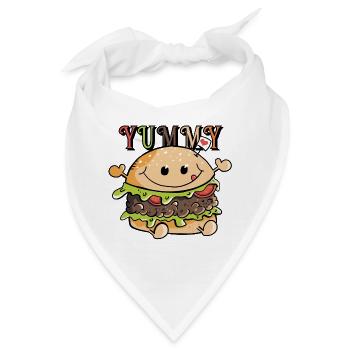 Yummy Hamburger Love - Buger - Brötchen - Fastfood - Bandana - Weiß - Vorne