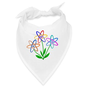 flower power, Atom, Atomkern, Blumen Atomenergie - Bandana - Weiß - Vorne