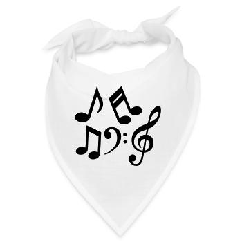 Musik Noten - Bandana - Weiß - Vorne