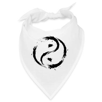 Yin Yang Kreise Symbol Bürste Schwarz - Bandana - Weiß - Vorne