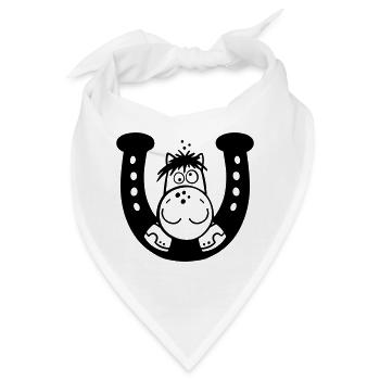 Pferd auf Hufeisen - Bandana - Weiß - Vorne