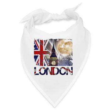 London England UK Flagge Big Ben Tower Bridge - Bandana - Weiß - Vorne