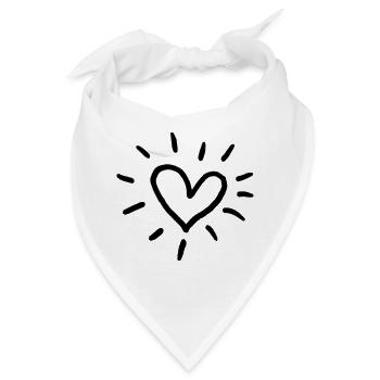 Herz Sonne Doodle: Strichkunst Liebe - Bandana - Weiß - Vorne