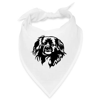 Tibet Spaniel Kopf - Bandana - Weiß - Vorne