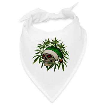 Totenschädel Hanf Weihnachten Wichtel Mütze dark - Bandana - Weiß - Vorne