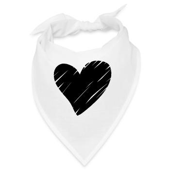 Herz Schwarz - Bandana - Weiß - Vorne