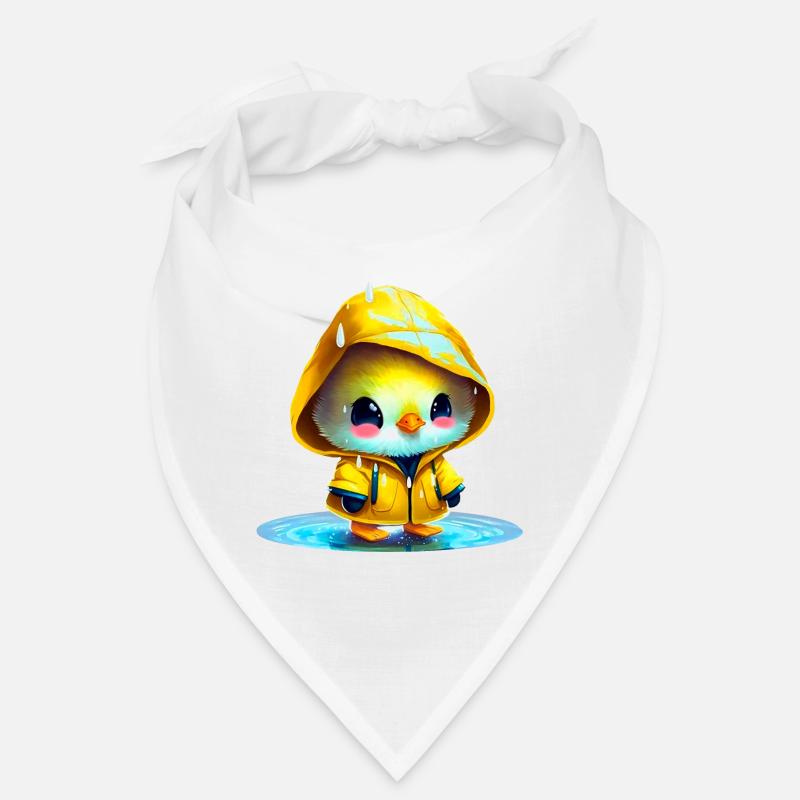 Raincoat wearing chick in puddle Bandana