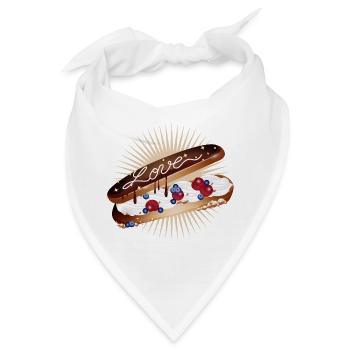 Illustration eines Eclairs mit Sahne und Liebe - Bandana - Weiß - Vorne