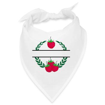 Himbeere im Lorbeerkranz mit roter Himbeere - Bandana - Weiß - Vorne