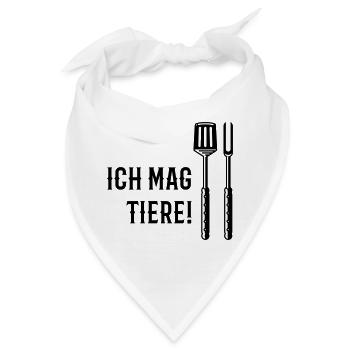 Ich Mag Tiere! (Grillbesteck / Black) - Bandana - Weiß - Vorne