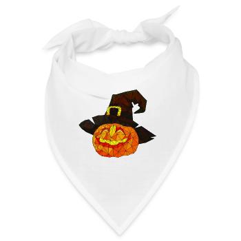 Polygonaler Halloween Kürbis dreieckige Poly Kunst - Bandana - Weiß - Vorne