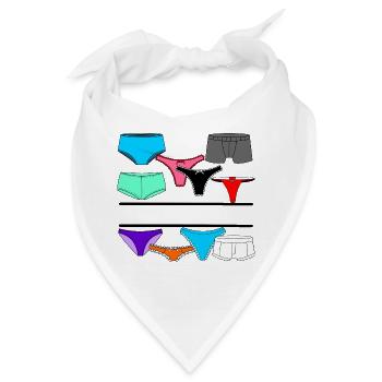 Dessous-Logo mit Slip und Unterhose - Bandana - Weiß - Vorne