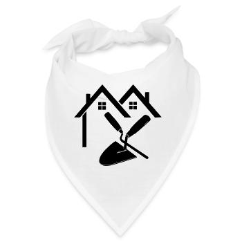 Hausbau Maurerfugennagel und Kelle - Bandana - Weiß - Vorne