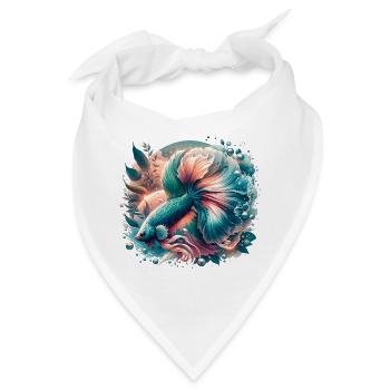 Kampffisch, Betta splendens, bunter Fisch - Bandana - Weiß - Vorne