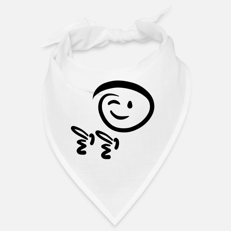 Face winks, shows pistol finger. Emoticon. Bandana