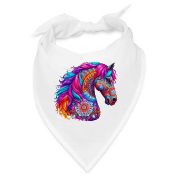 Pferd Mandala Zeichnung Indien Indien - Bandana - Weiß - Vorne