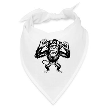 Grinsender Affe mit Sonnenbrille - Bandana - Weiß - Vorne