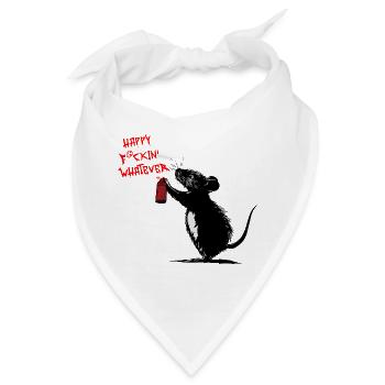 Rebel Rat - Happy F*ckin` Whatever - Bandana - Weiß - Vorne