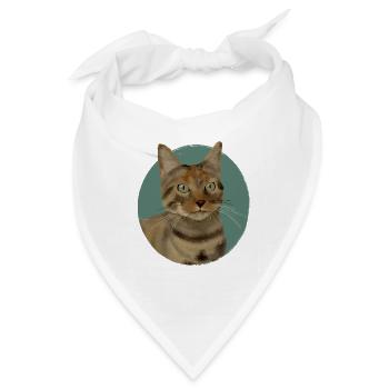 Braun getigerte Katze - Bandana - Weiß - Vorne