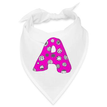Buchstabe A mit Charakter in pink - Bandana - Weiß - Vorne