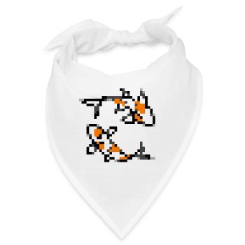 Pixelart Koi - Bandana - Weiß - Vorne