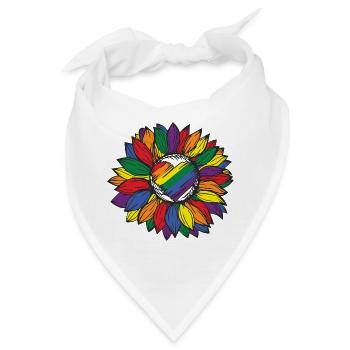 Regenbogen Sonnenblume Pride - Bandana - Weiß - Vorne