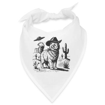 Wüstenkatze mit Cowboyhut - Bandana - Weiß - Vorne