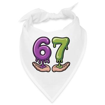 67 - Lustiges Hirnrot T-Shirt - Bandana - Weiß - Vorne