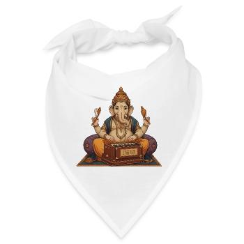 Ganesha Harmonium Kunst - Bandana - Weiß - Vorne