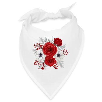 Rot-weißer Blumenstrauß - Bandana - Weiß - Vorne