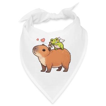 Capybara & Amor-Frosch – Süßes Valentinsmotiv - Bandana - Weiß - Vorne