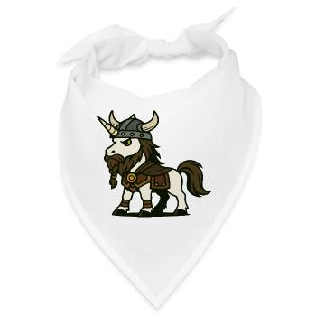Wikinger-Einhorn-Wächter mit gehörntem Helm und Zopf - Bandana - Weiß - Vorne