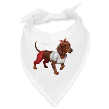Dackel, Pinup-Dackel, - Bandana - Weiß - Vorne