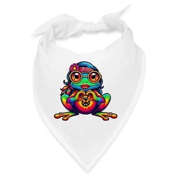 Hippie Frosch 70er Jahre 1970er 60er Jahre Party - Bandana - Weiß - Vorne