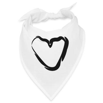 Handgezeichnetes Herz-Motiv - Bandana - Weiß - Vorne