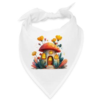 Pilzhäuschen Waldleuchten Fantasie - Bandana - Weiß - Vorne