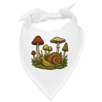 Verspielte Pilzschnecken-Skizze - Bandana - Weiß - Vorne
