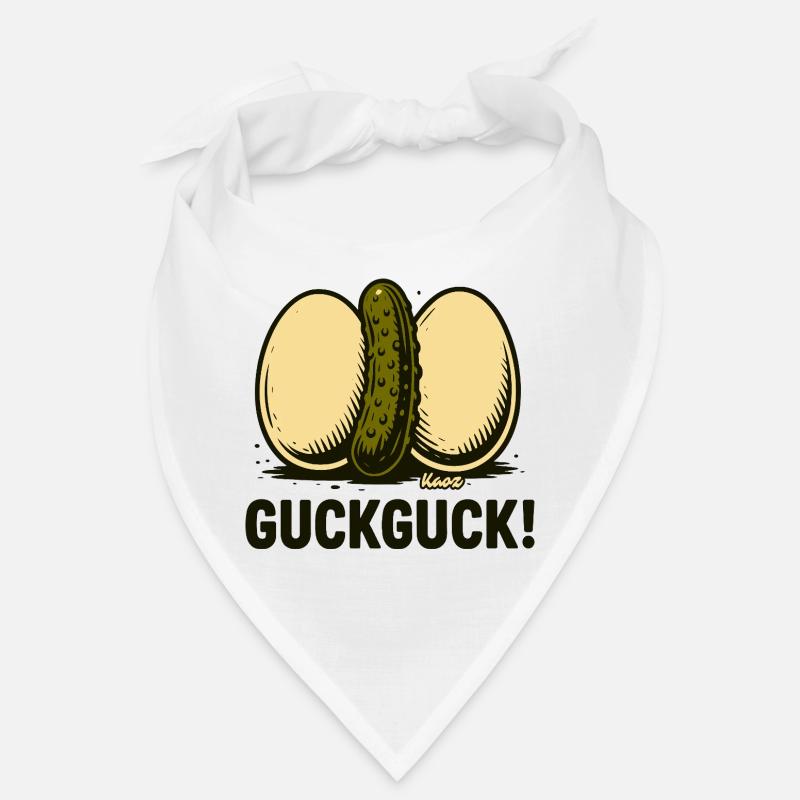 Zwei hartgekochte Eier mit einer Gurke Bandana