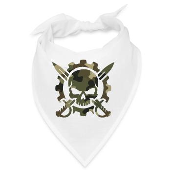 Tactical Gear: Militär Schädel Säbel Zahnrad Logo - Bandana - Weiß - Vorne